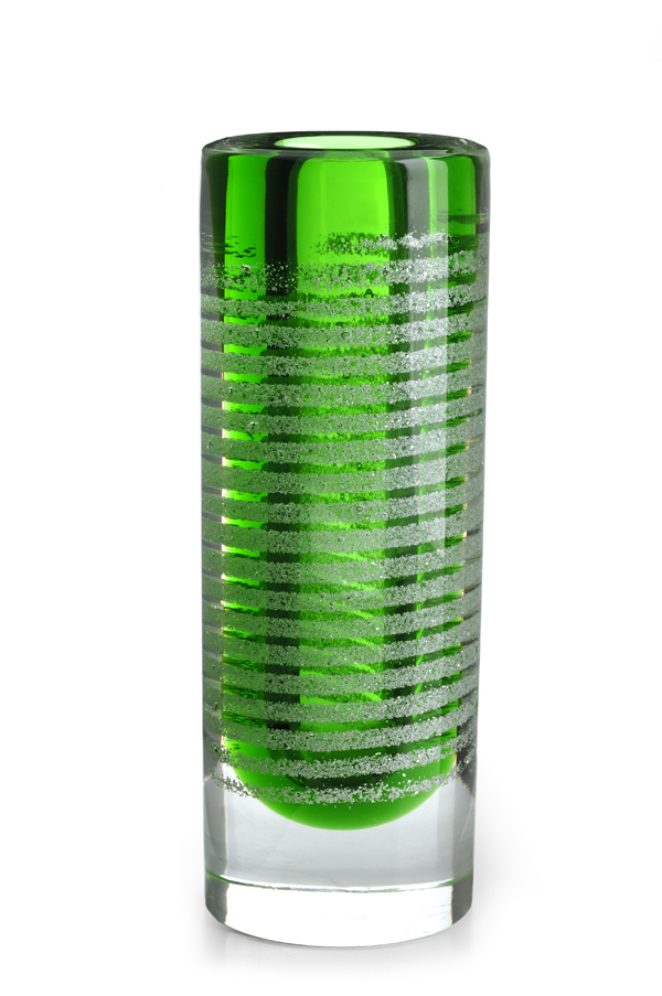 A Frantisek Vizner for Skrdlovice Green Mica Cylinder Vase