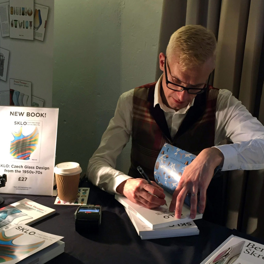 Mark Hill signing his new book on modern Czech Glass