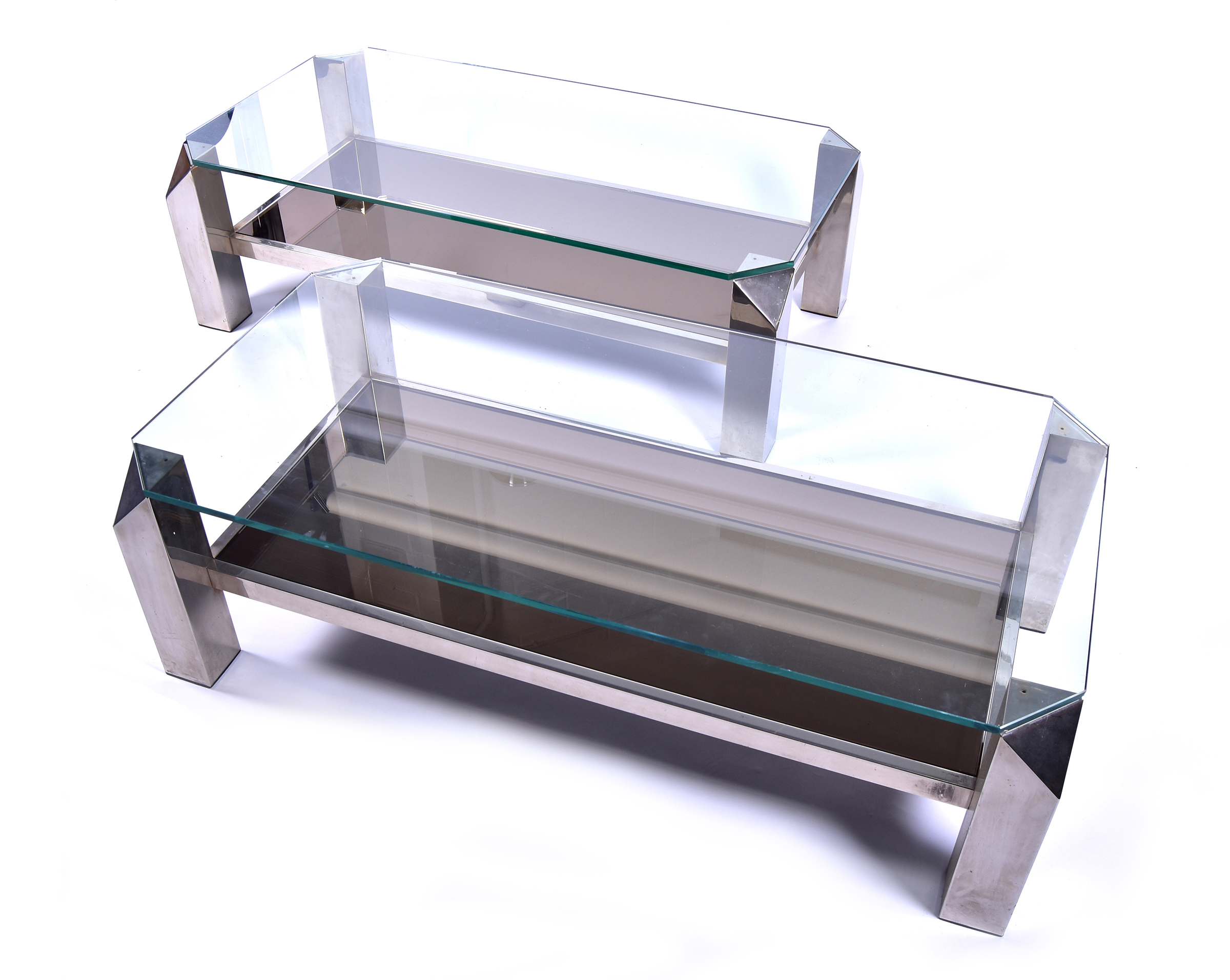 A pair of 1960s-70s French chrome-plated coffee tables - £760